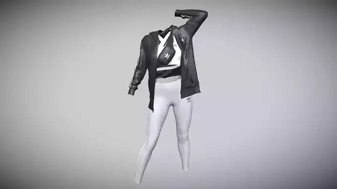 Adidas-Jacket And Legging With Side Bag-outfit In Low Poly