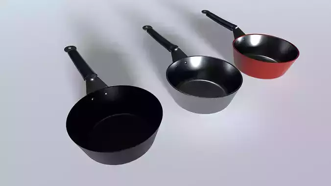 Cooking pot set 3 Low-poly 3D model