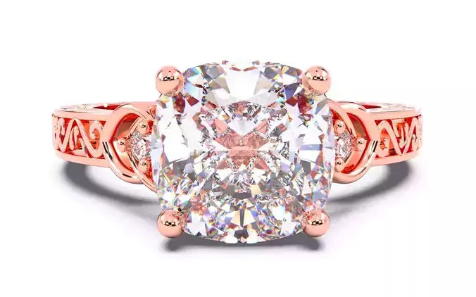 Cushion Diamond Vintage Setting Solitaire Ring