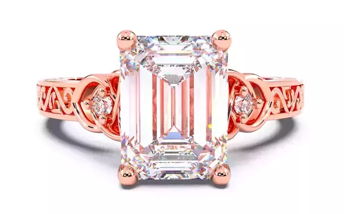 Emerald Diamond Vintage Setting Solitaire Ring