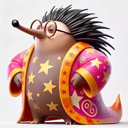 Magic Echidna in Wizard Cloak  STL 3D Print Model 3D print model