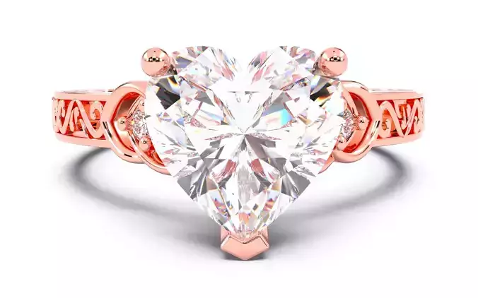 Heart Diamond Vintage Setting Solitaire Ring