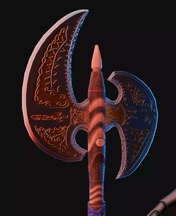 Great Axe Game Ready Asset Low-poly 3D model_0