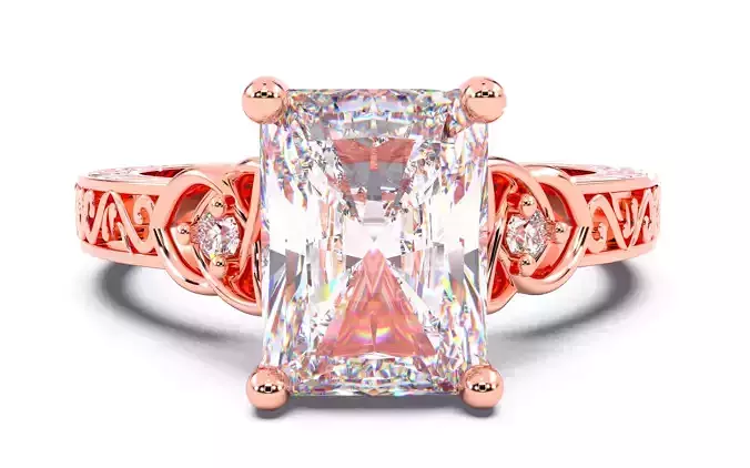 Radiant Diamond Vintage Setting Solitaire Ring