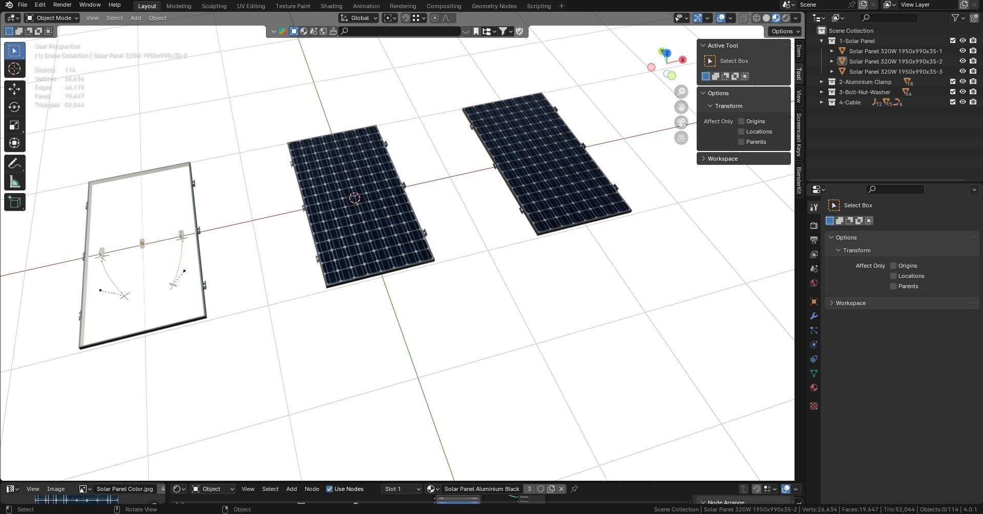 Black Framed Solar Panel 320W 1950x990x35mm 3D model_30