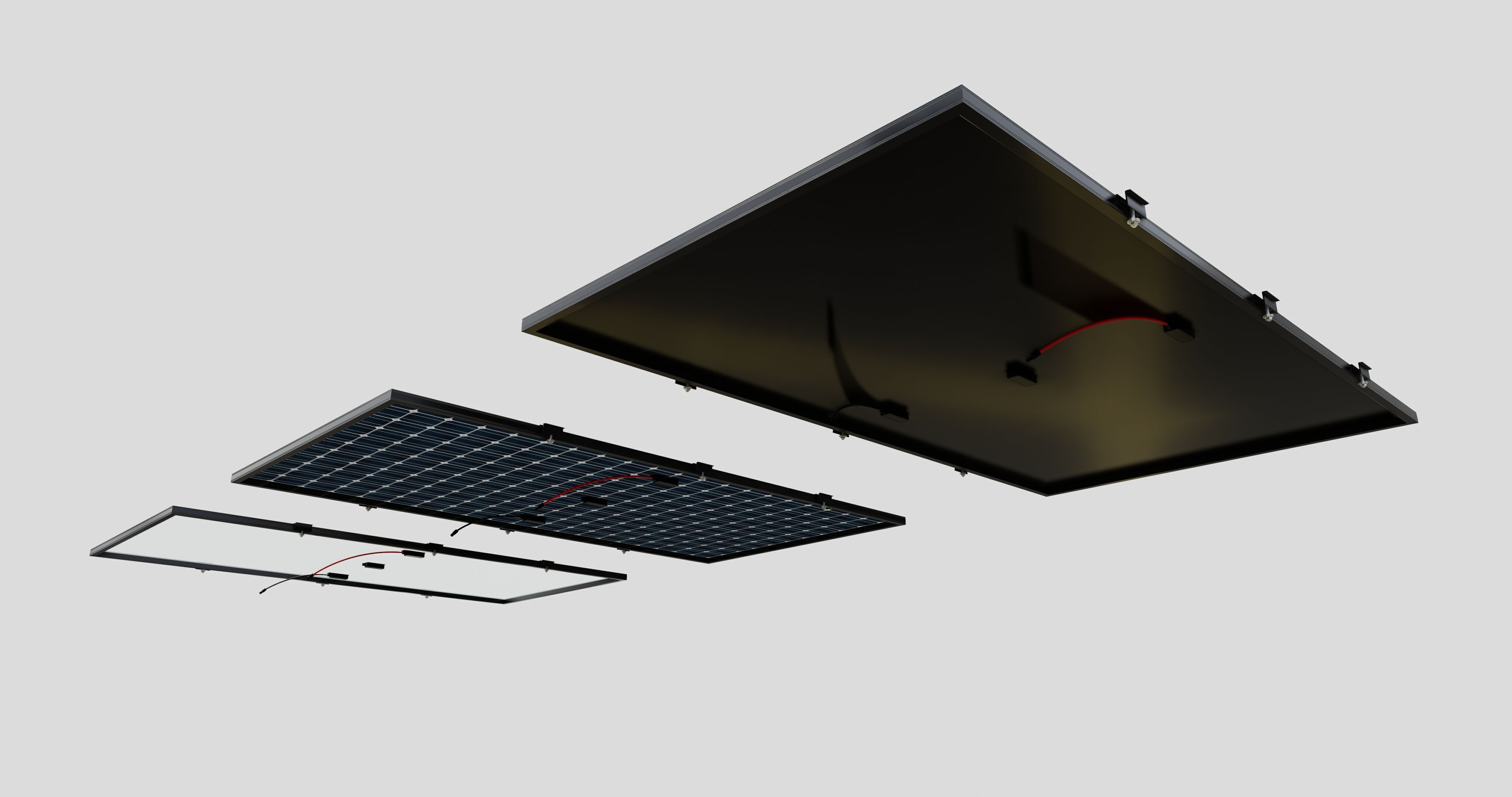 Black Framed Solar Panel 320W 1950x990x35mm 3D model_16