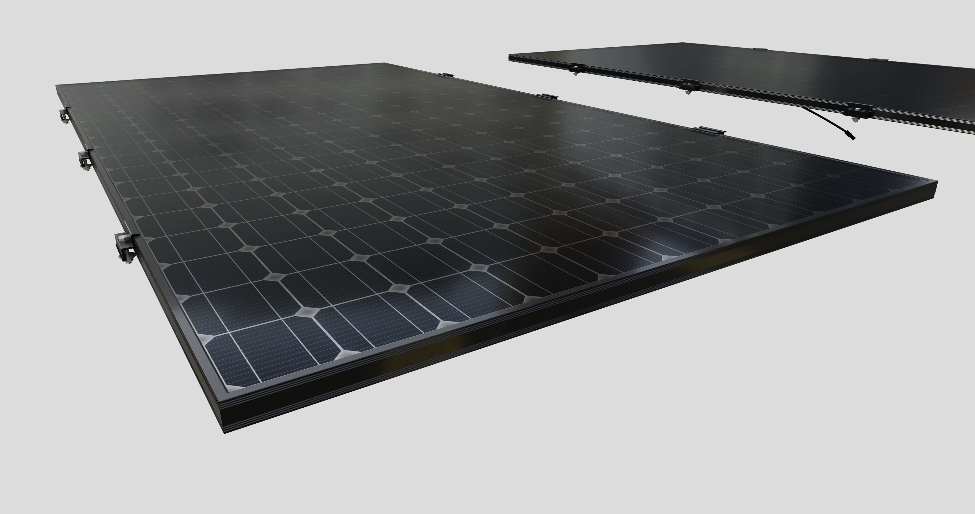 Black Framed Solar Panel 320W 1950x990x35mm 3D model_3