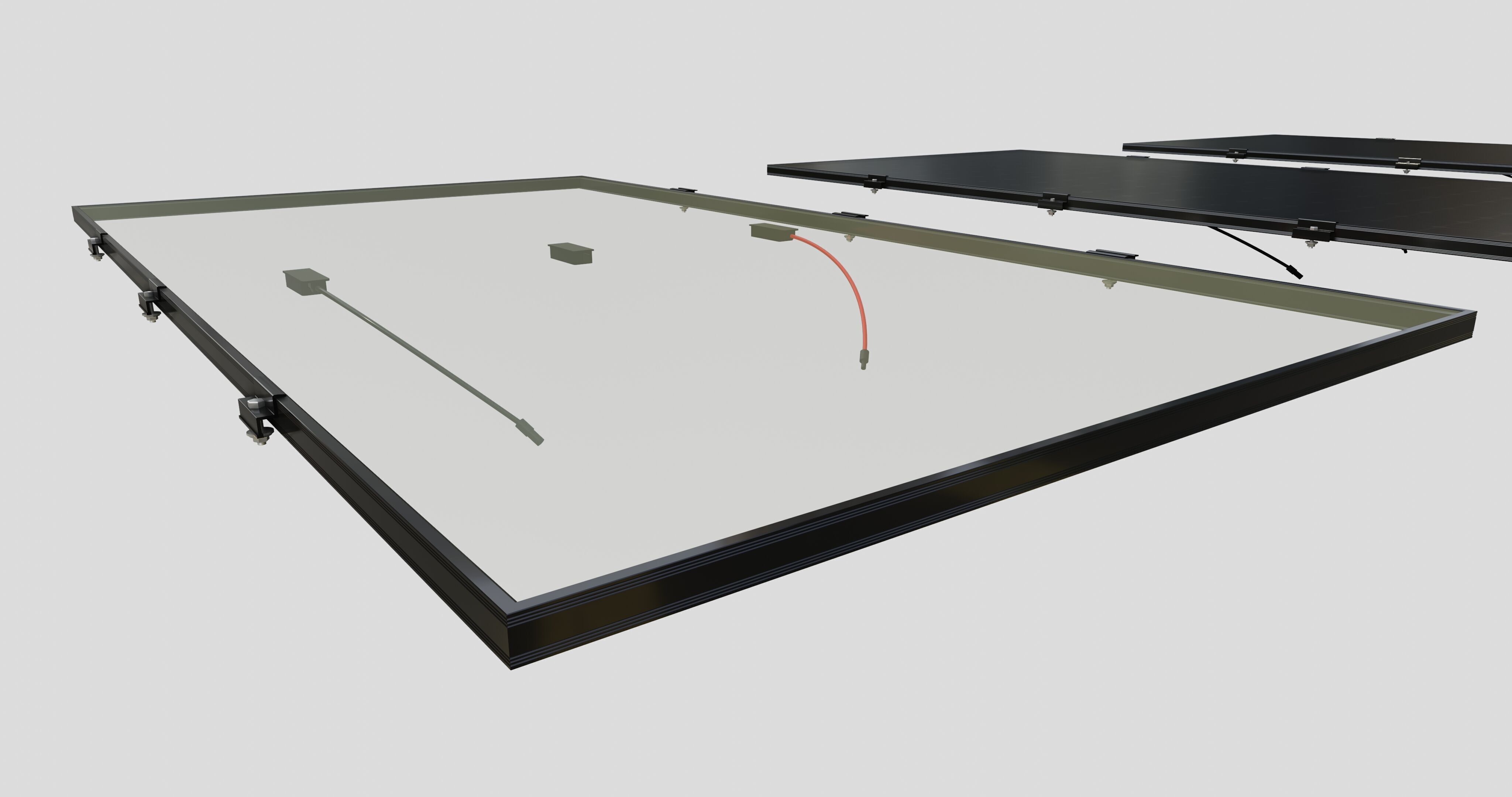 Black Framed Solar Panel 320W 1950x990x35mm 3D model_4