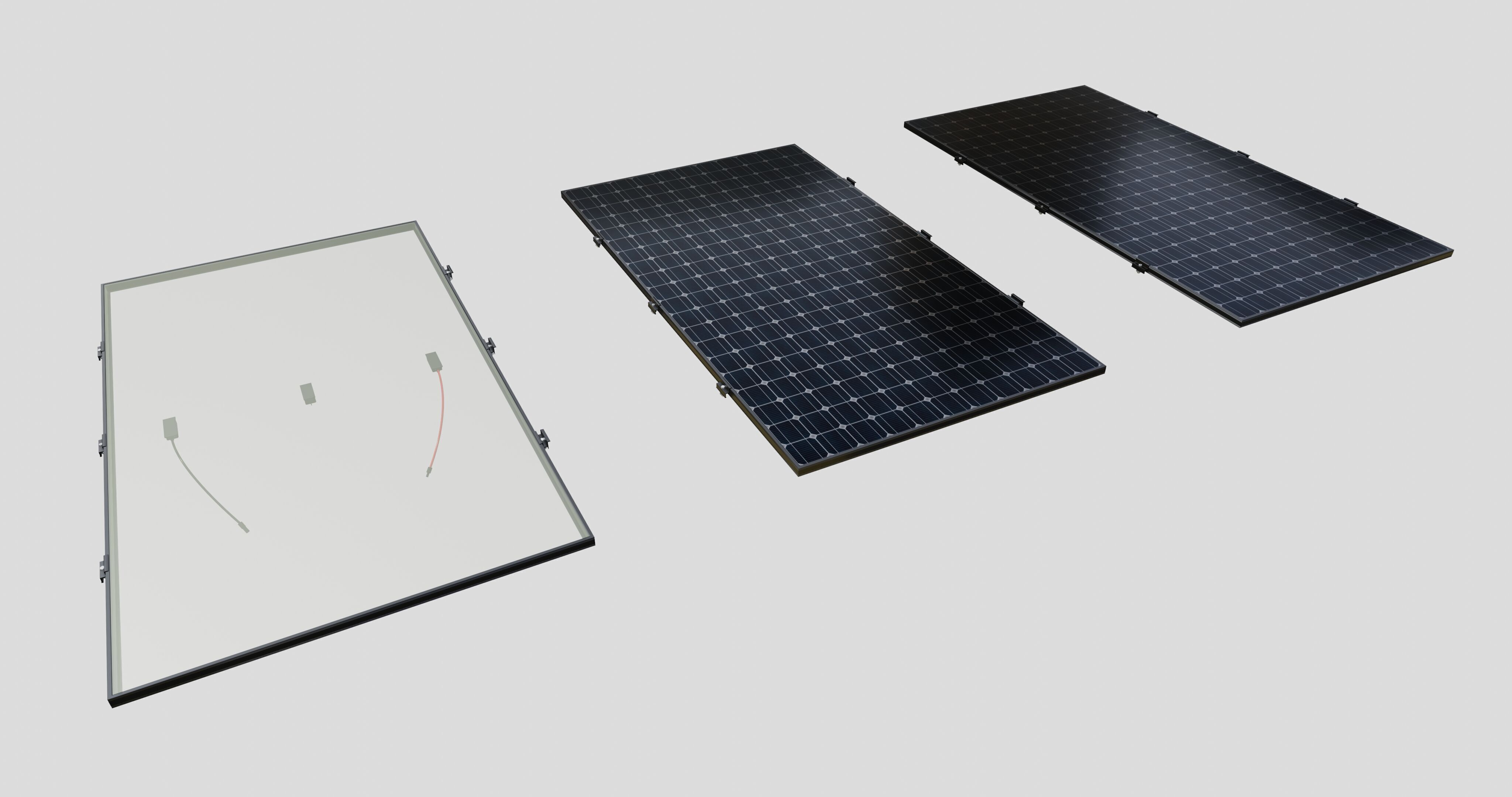 Black Framed Solar Panel 320W 1950x990x35mm 3D model_6