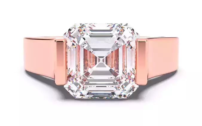 Asscher Diamond Tension Setting Solitaire Ring