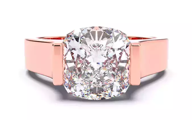 Cushion Diamond Tension Setting Solitaire Ring
