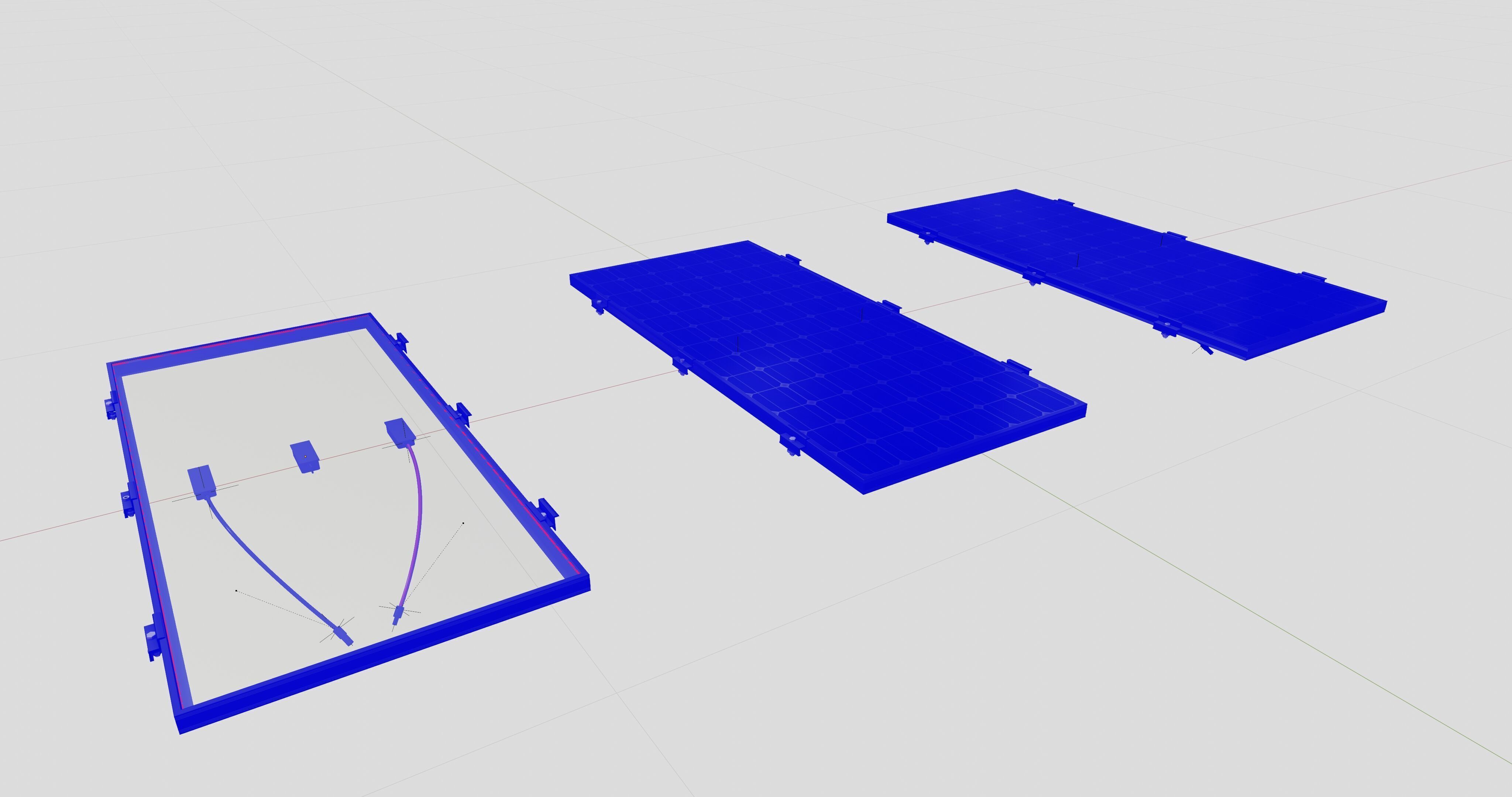 Black Framed Solar Panel 160W 1480x670x35mm 3D model_16