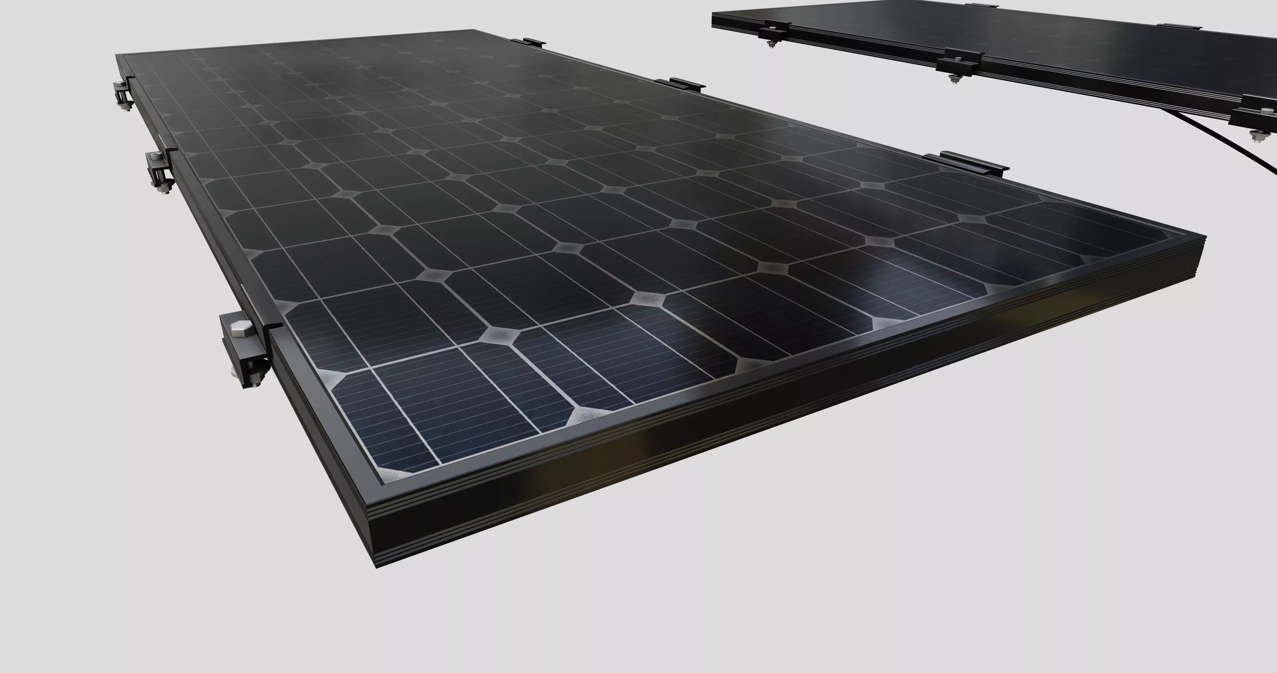 Black Framed Solar Panel 160W 1480x670x35mm 3D model_0