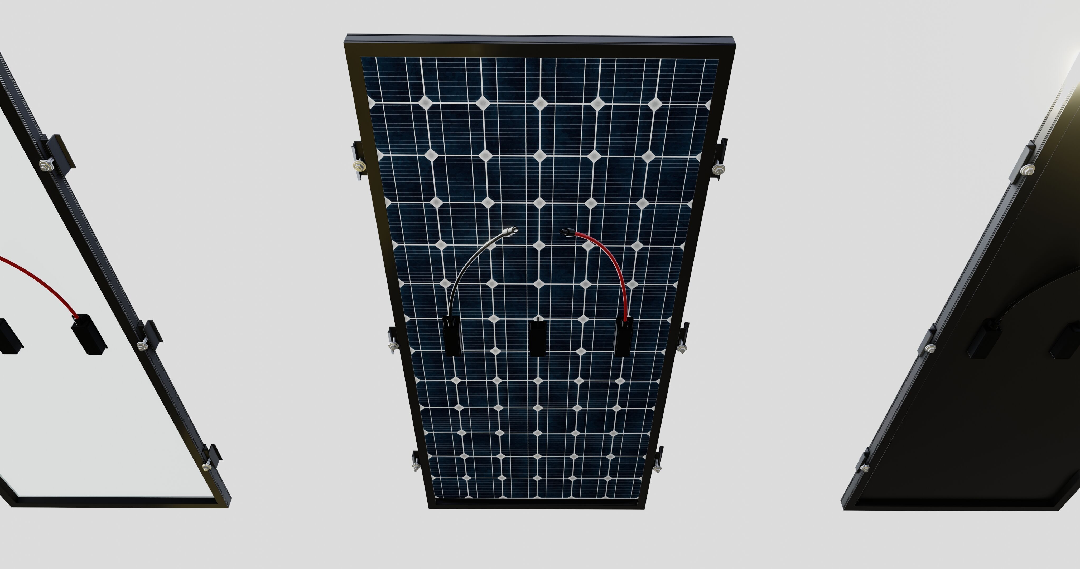 Black Framed Solar Panel 160W 1480x670x35mm 3D model_28