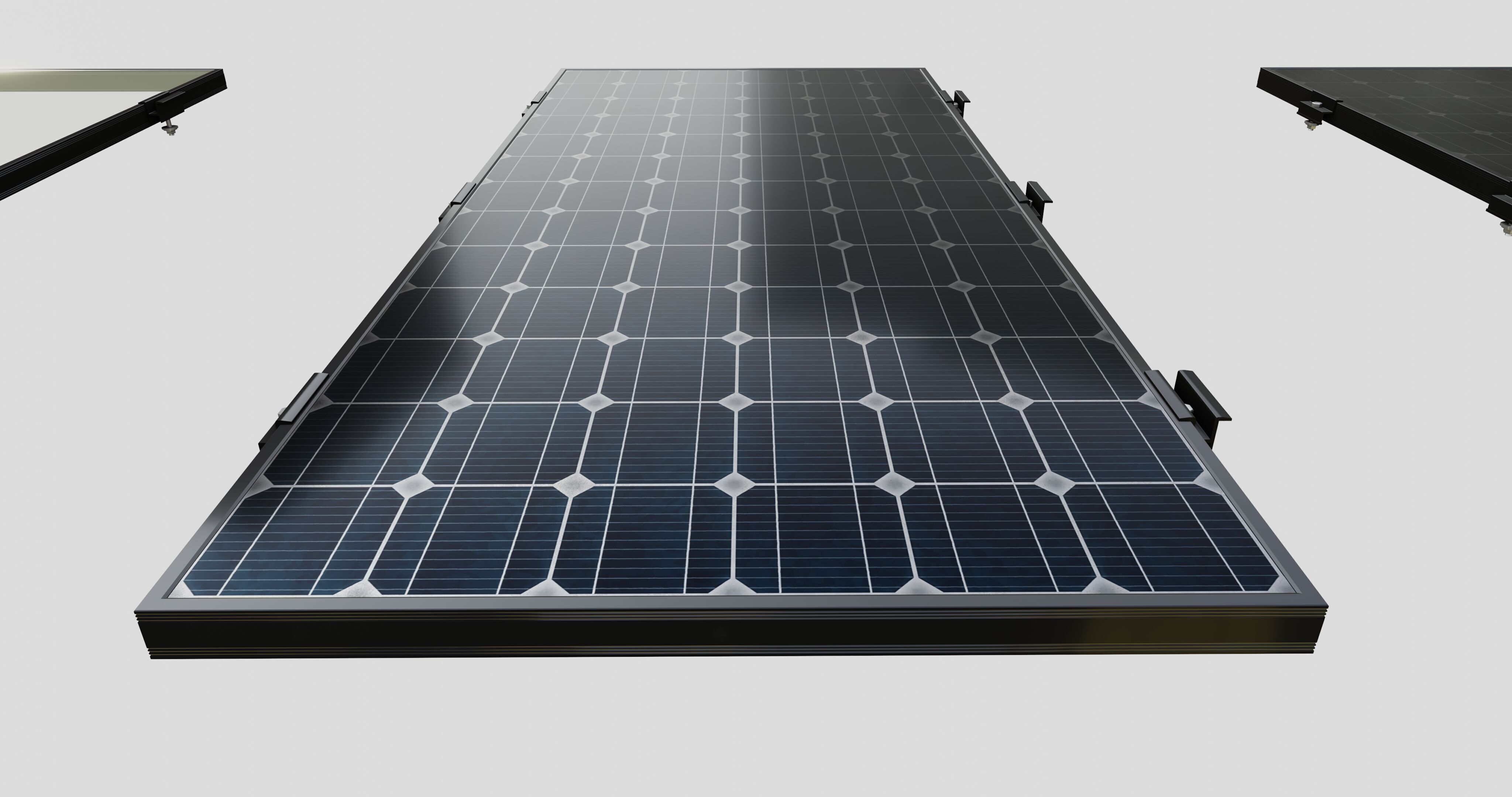 Black Framed Solar Panel 160W 1480x670x35mm 3D model_27