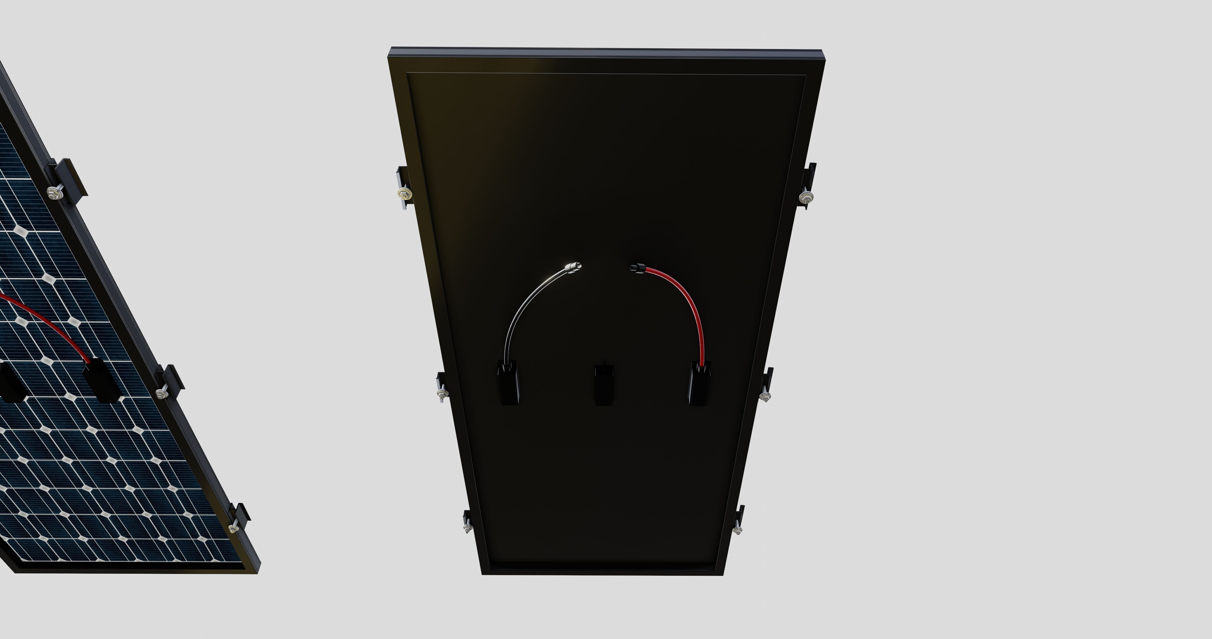 Black Framed Solar Panel 160W 1480x670x35mm 3D model_29