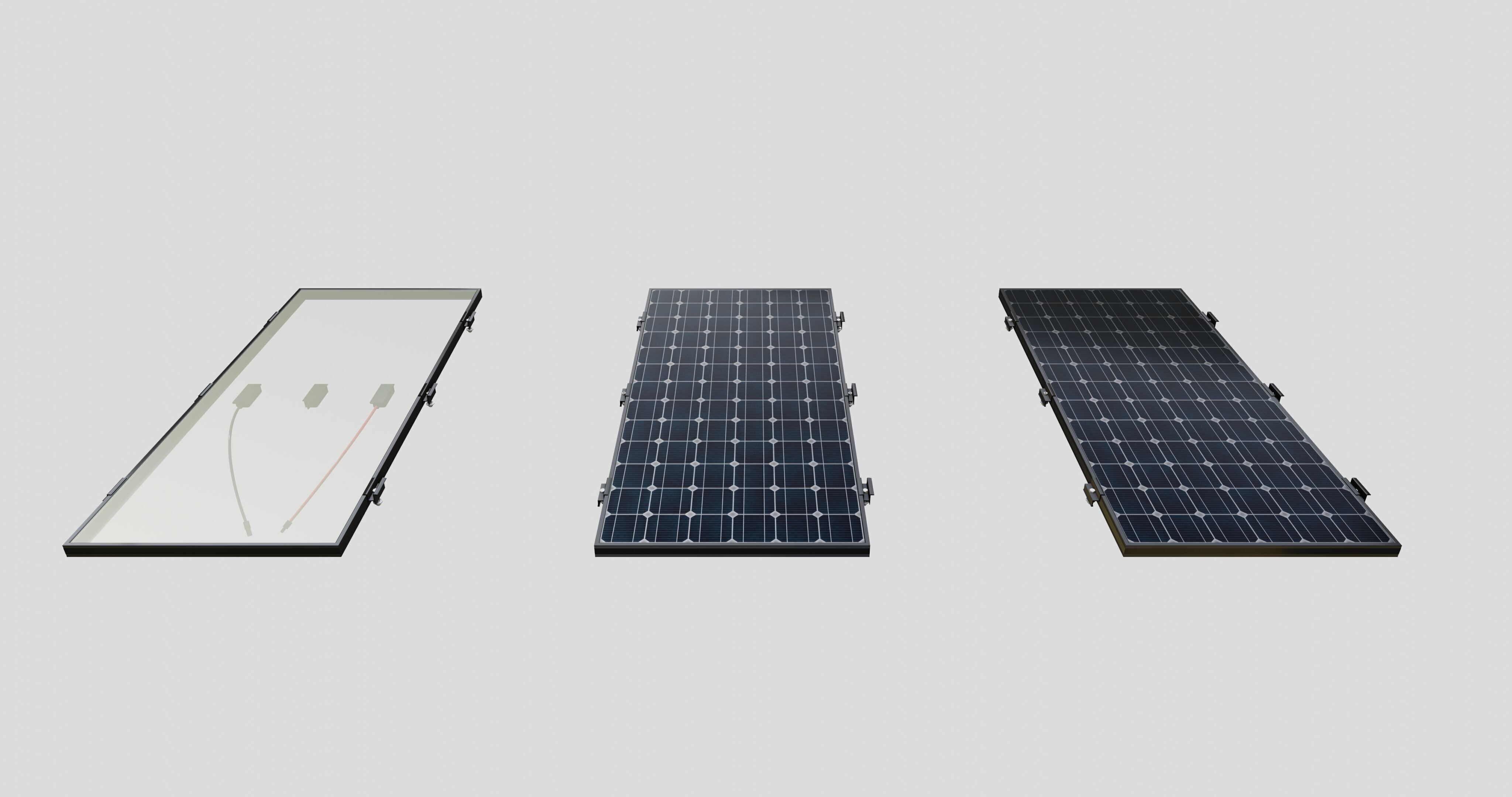 Black Framed Solar Panel 160W 1480x670x35mm 3D model_12