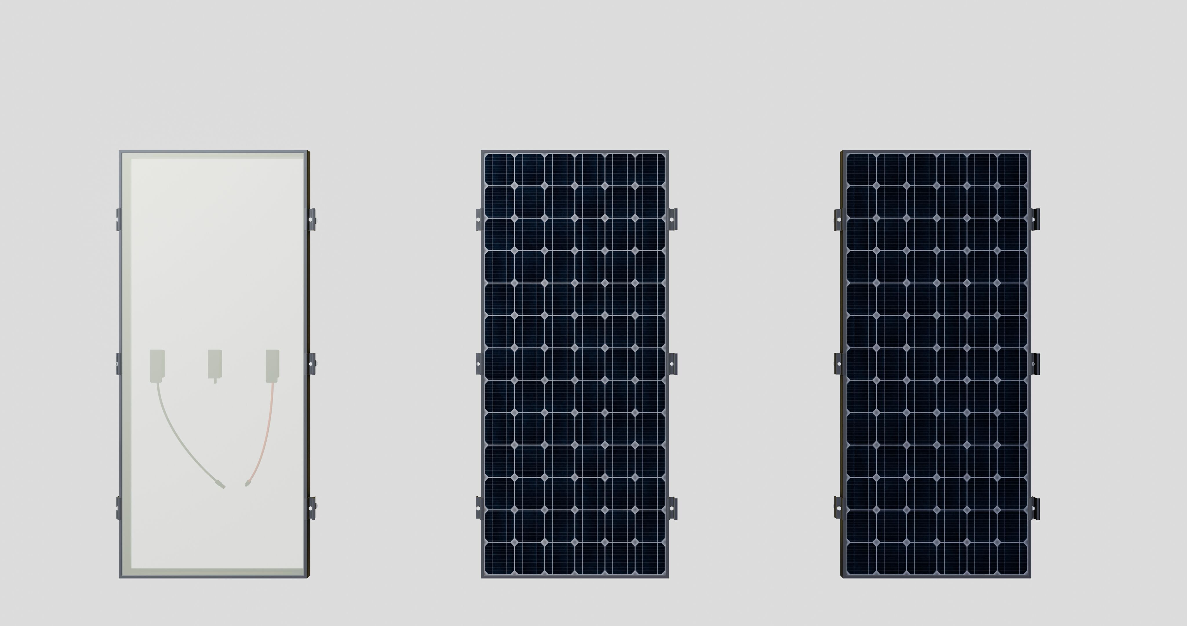 Black Framed Solar Panel 160W 1480x670x35mm 3D model_15
