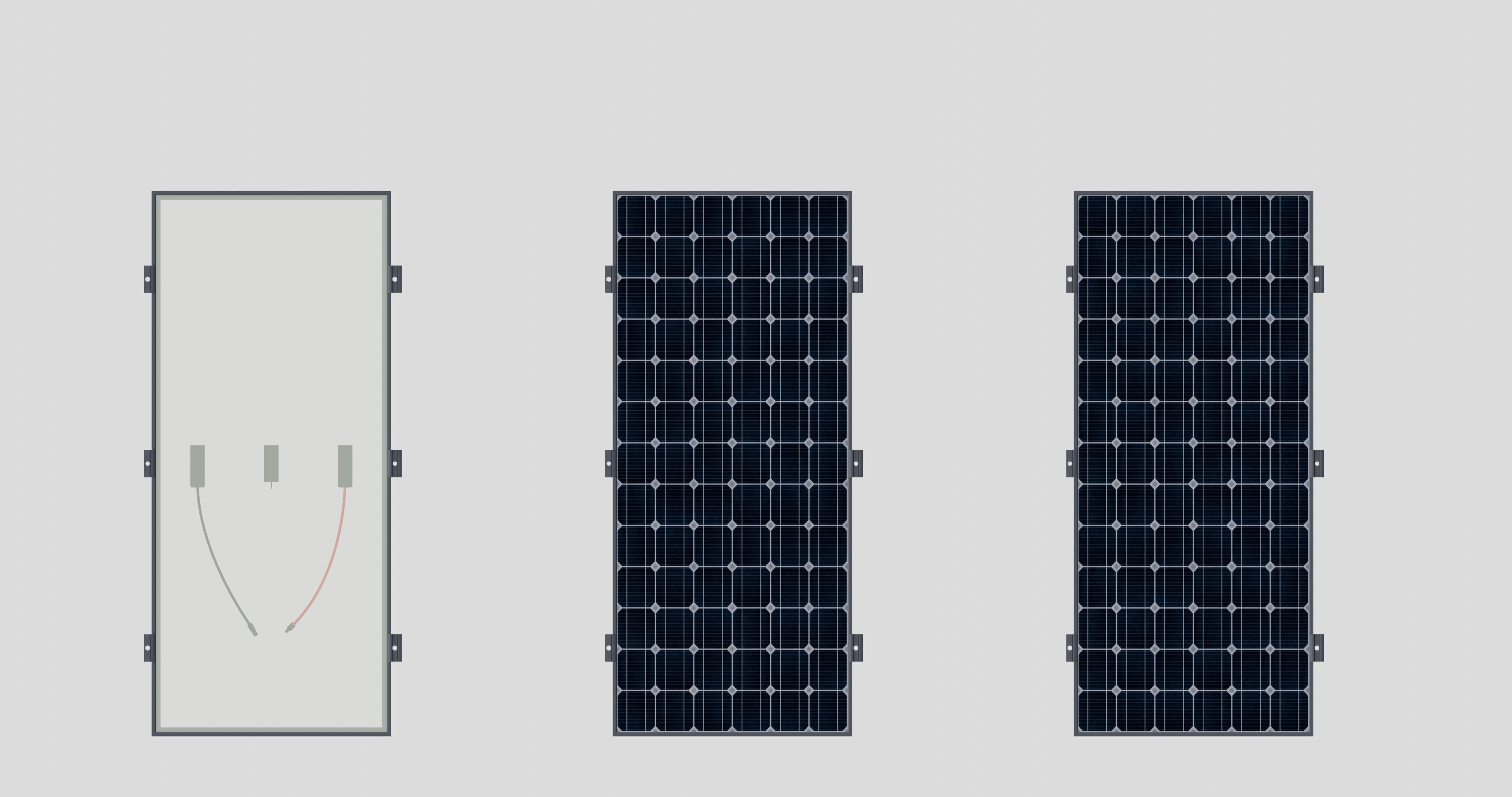 Black Framed Solar Panel 160W 1480x670x35mm 3D model_14