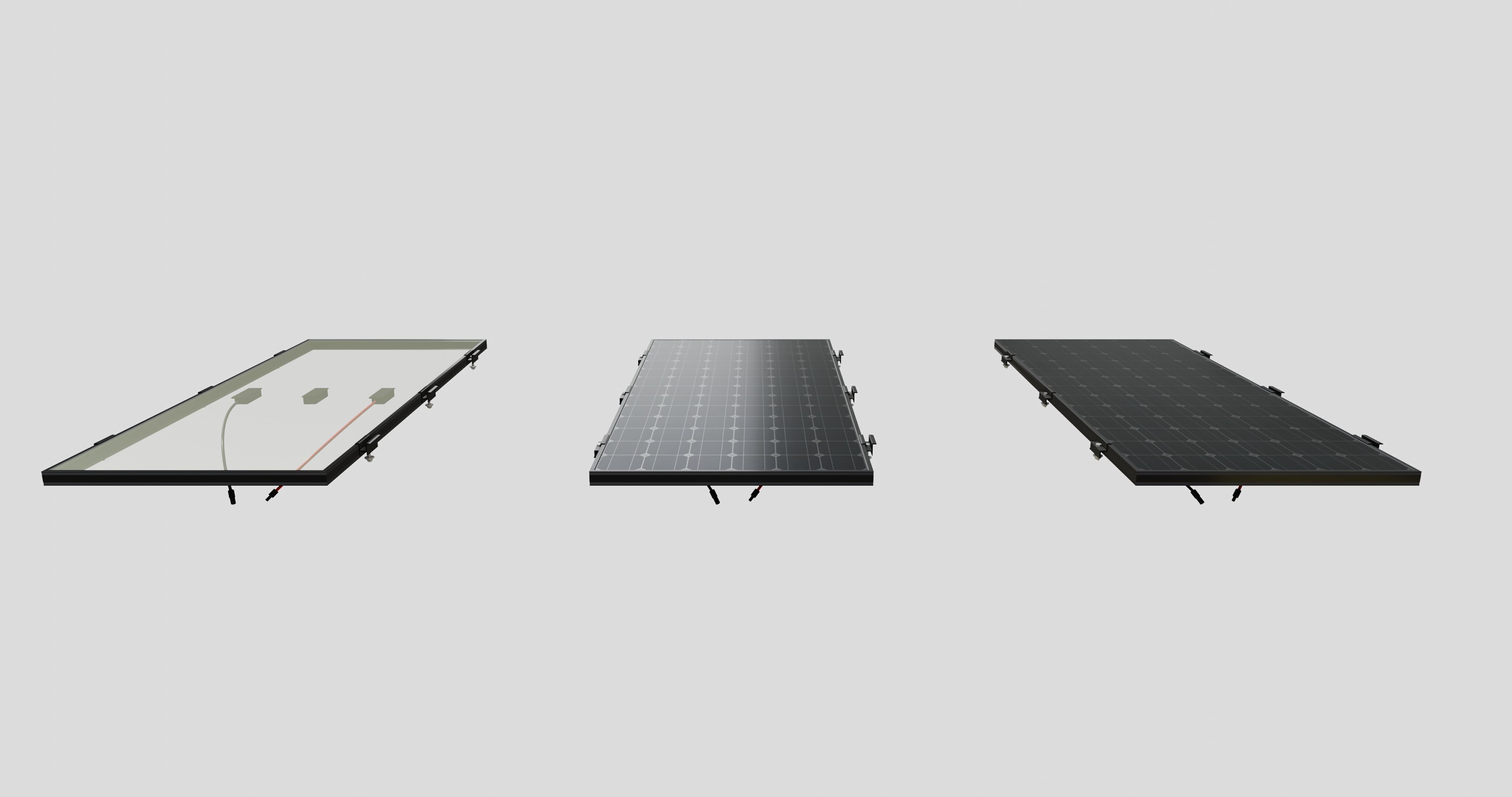 Black Framed Solar Panel 160W 1480x670x35mm 3D model_1
