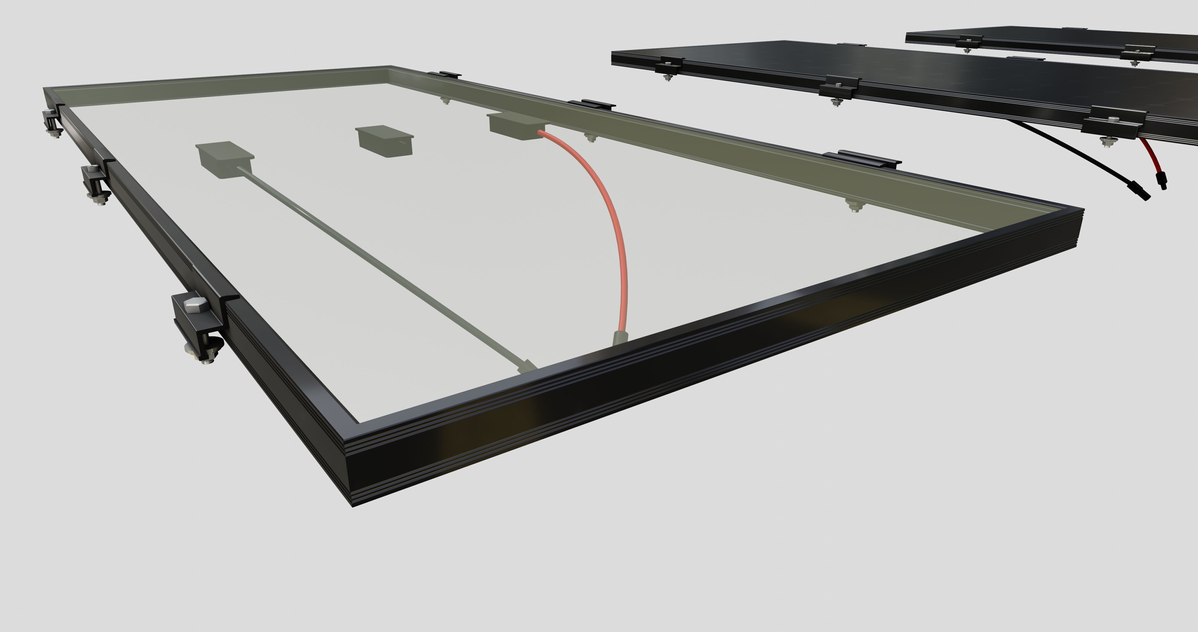 Black Framed Solar Panel 160W 1480x670x35mm 3D model_26