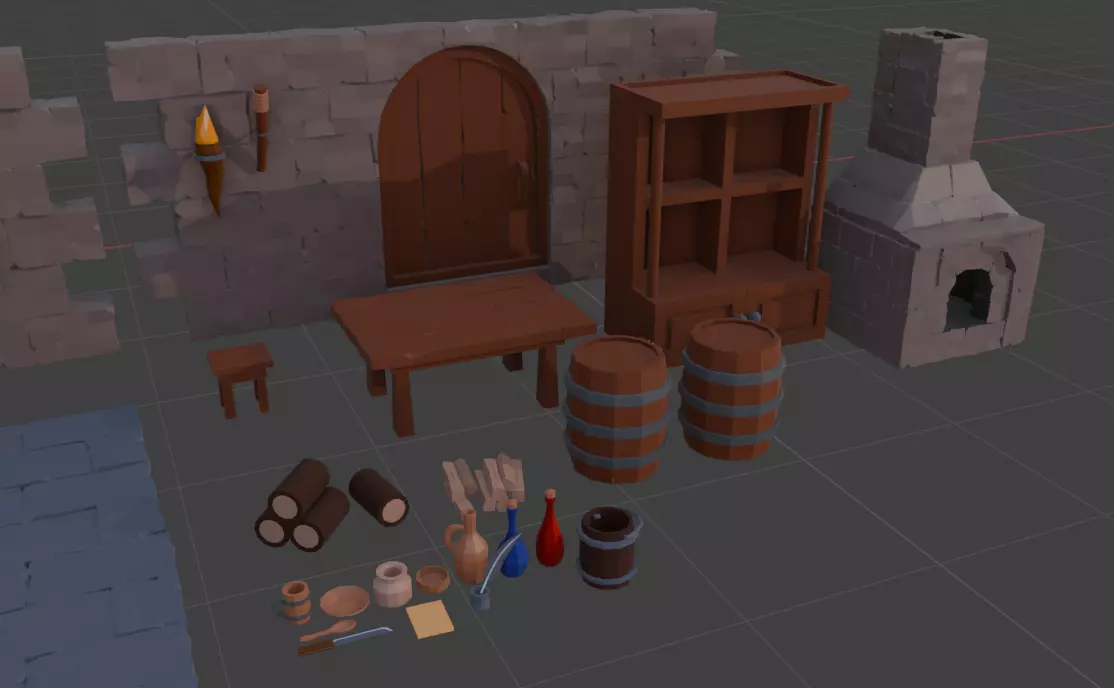 Medieval Low-Poly 3D Asset Pack Low-poly 3D model_0