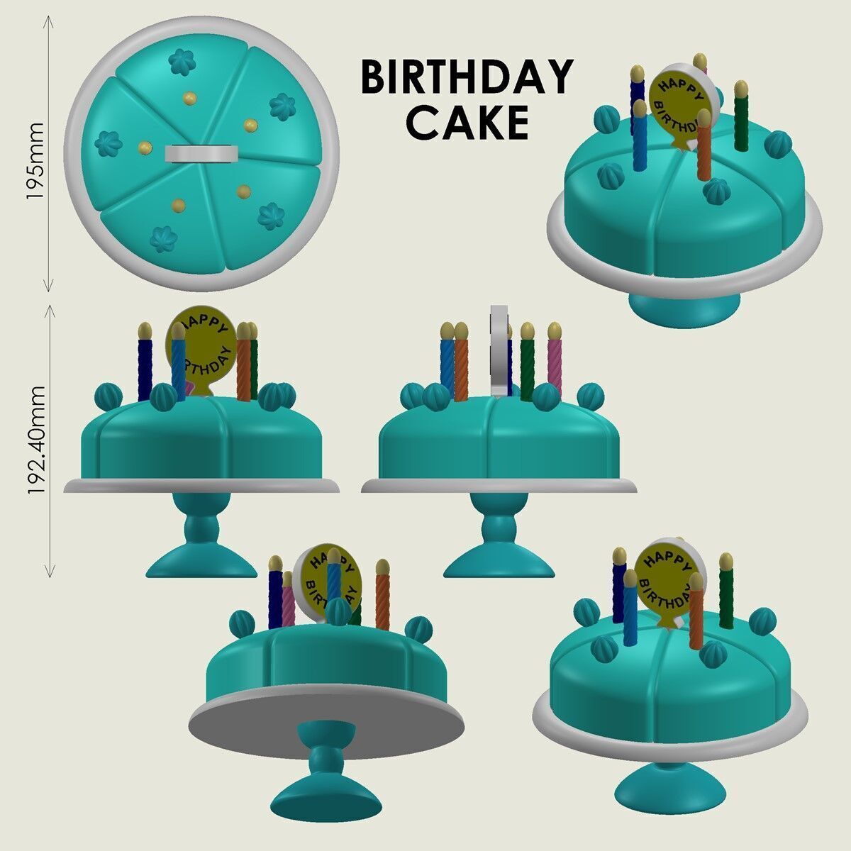 Birthday Cake 3D print model_4
