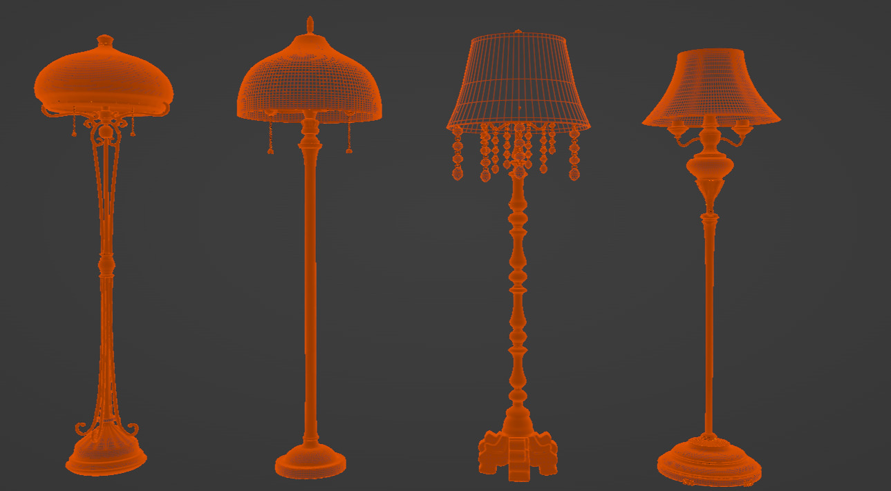 Vintage Brass Floor Lamp Pack 3D model_15