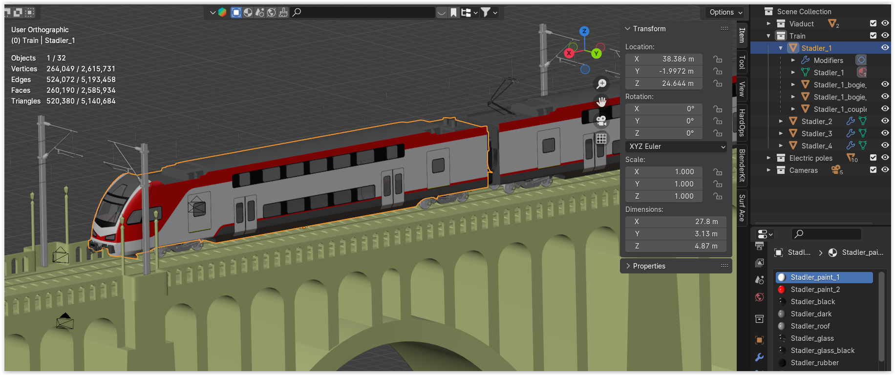 Stadler Kiss USA on viaduct II 3D model_13