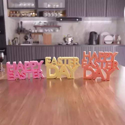 Happy Easter Day Text - 422 3D print model