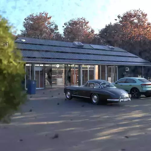 Realistic Modern Store with Parking