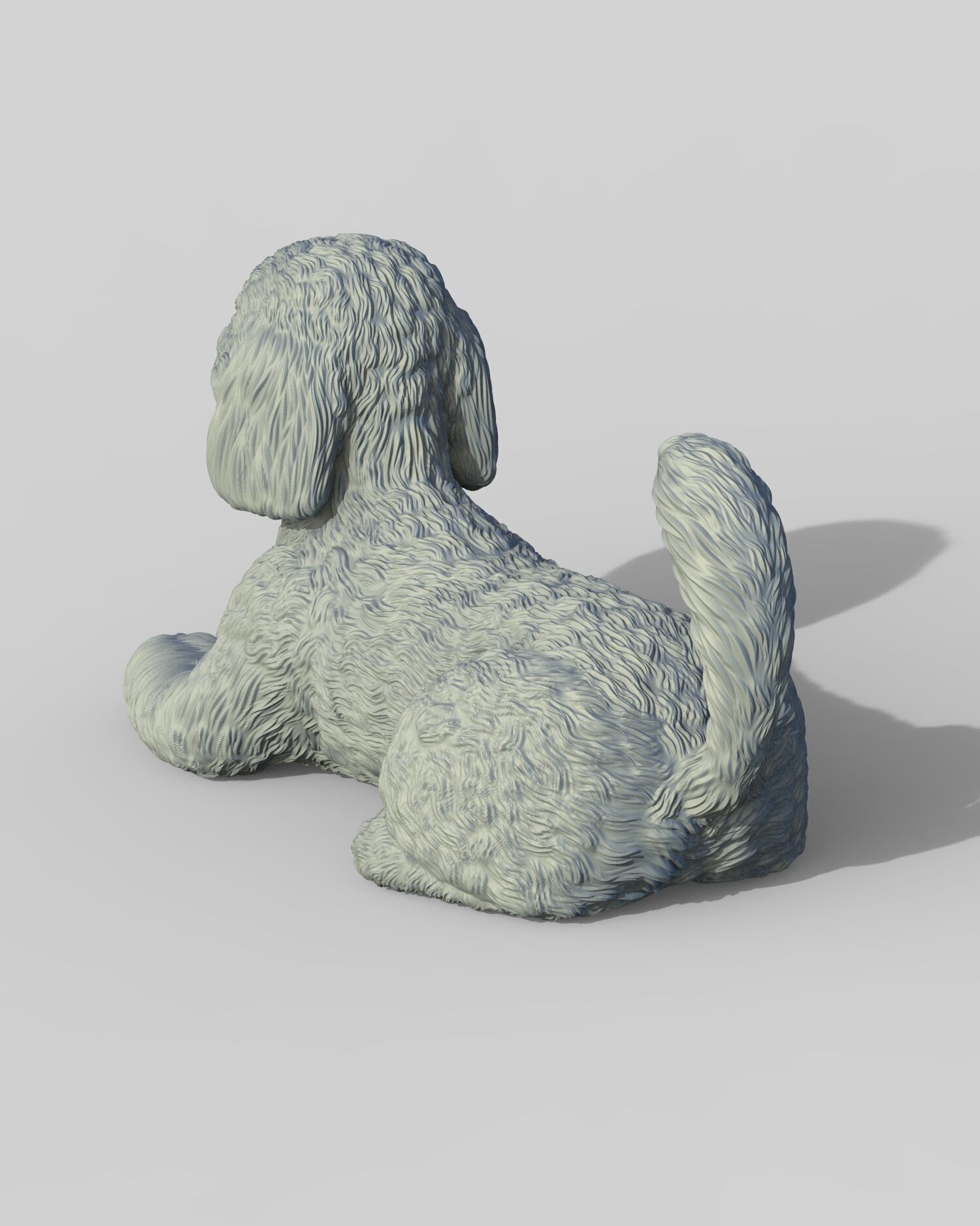 Poodle acostado 3D print model_4