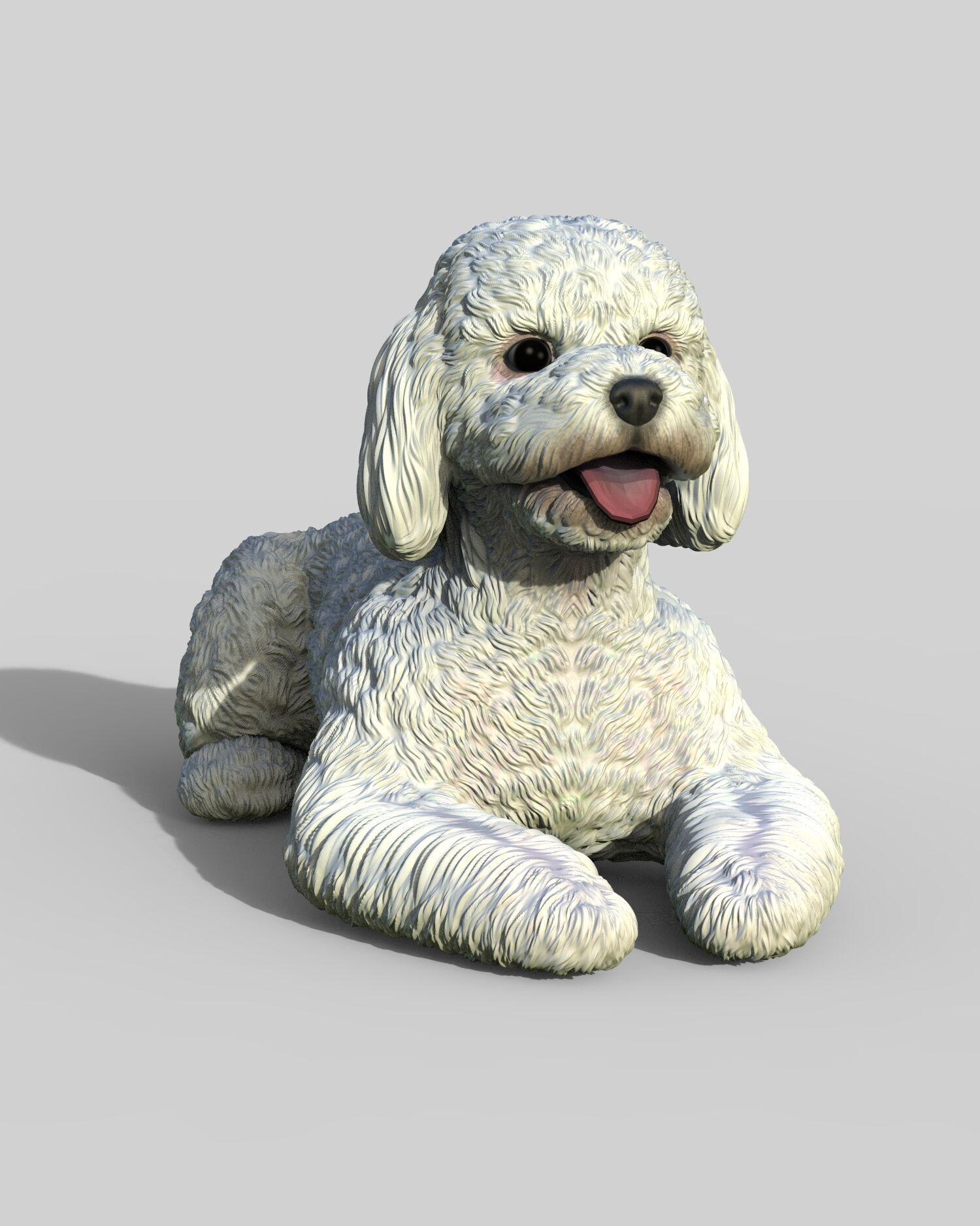 Poodle acostado 3D print model_2