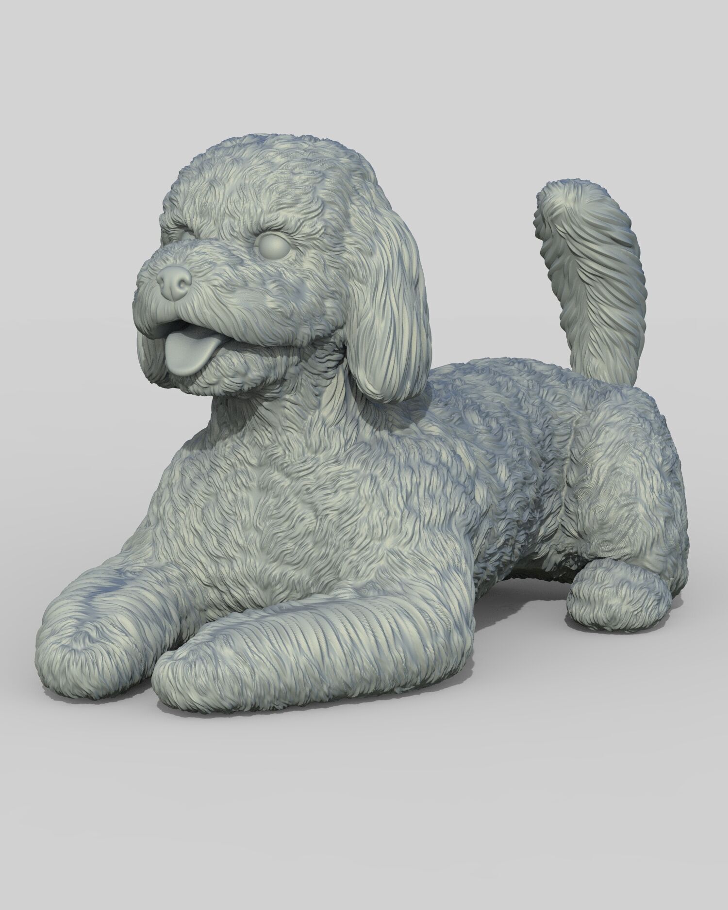 Poodle acostado 3D print model_6