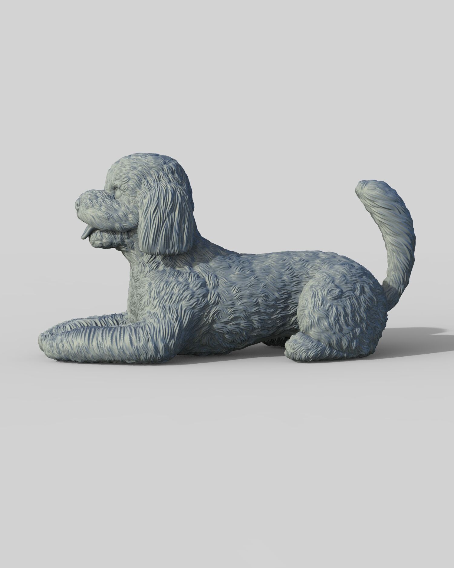 Poodle acostado 3D print model_5