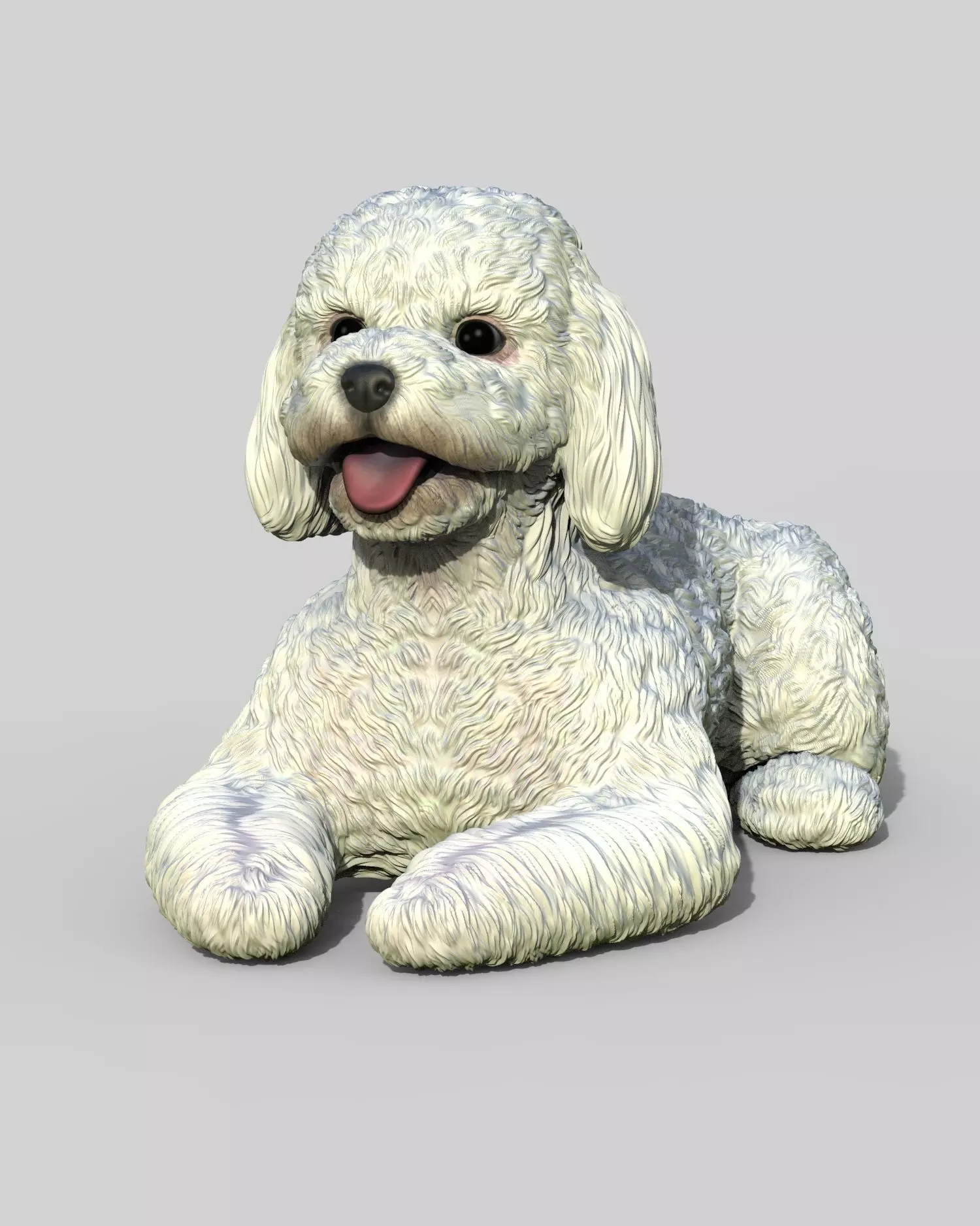 Poodle acostado 3D print model_0