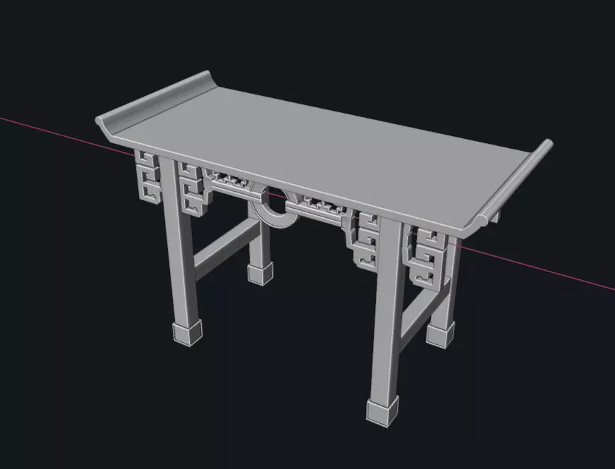 Chinese styled table Low-poly 3D model_0