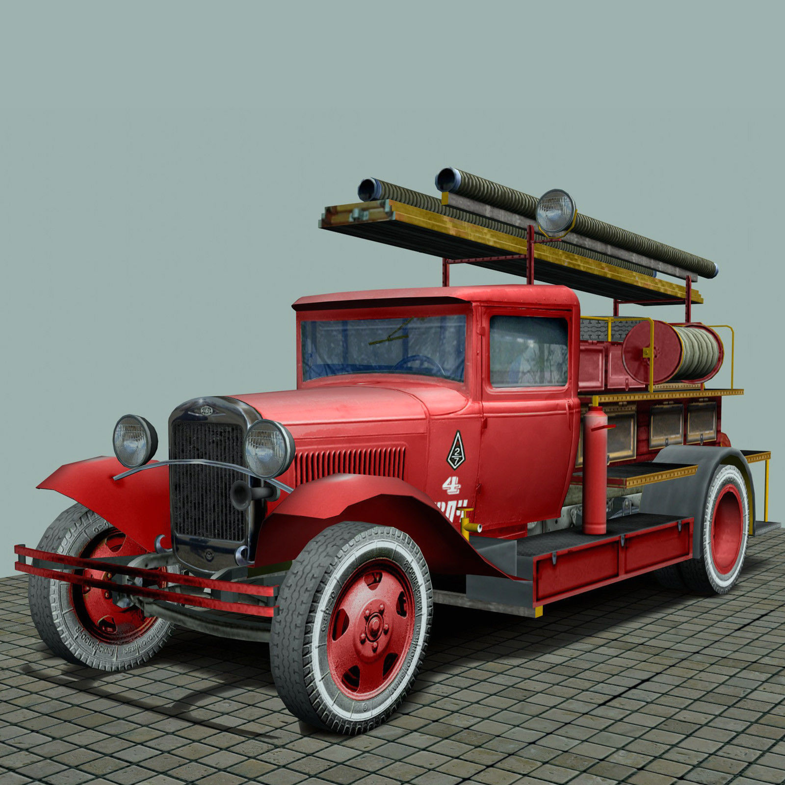 Firetruck PMG-1 Low-poly 3D model_10