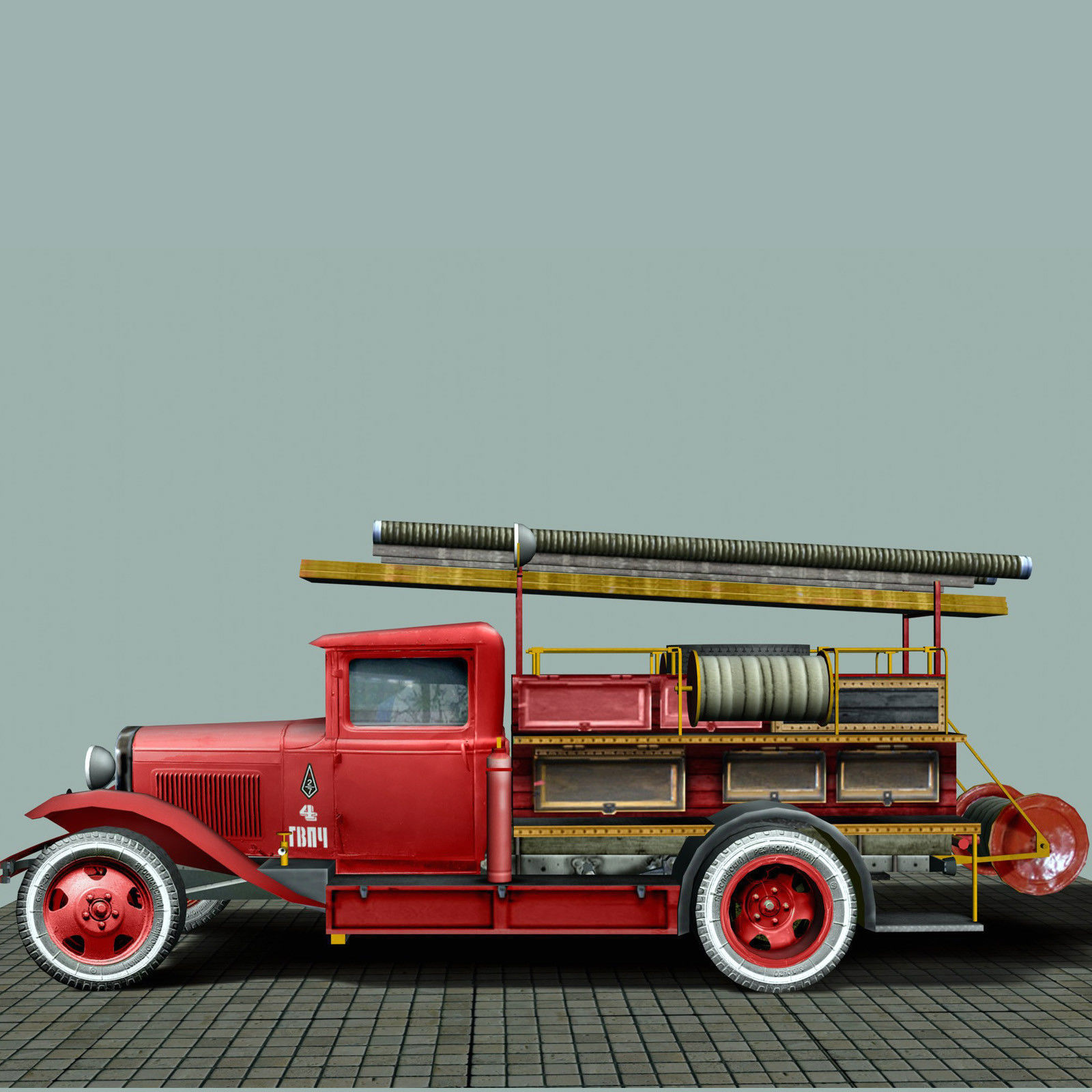 Firetruck PMG-1 Low-poly 3D model_8