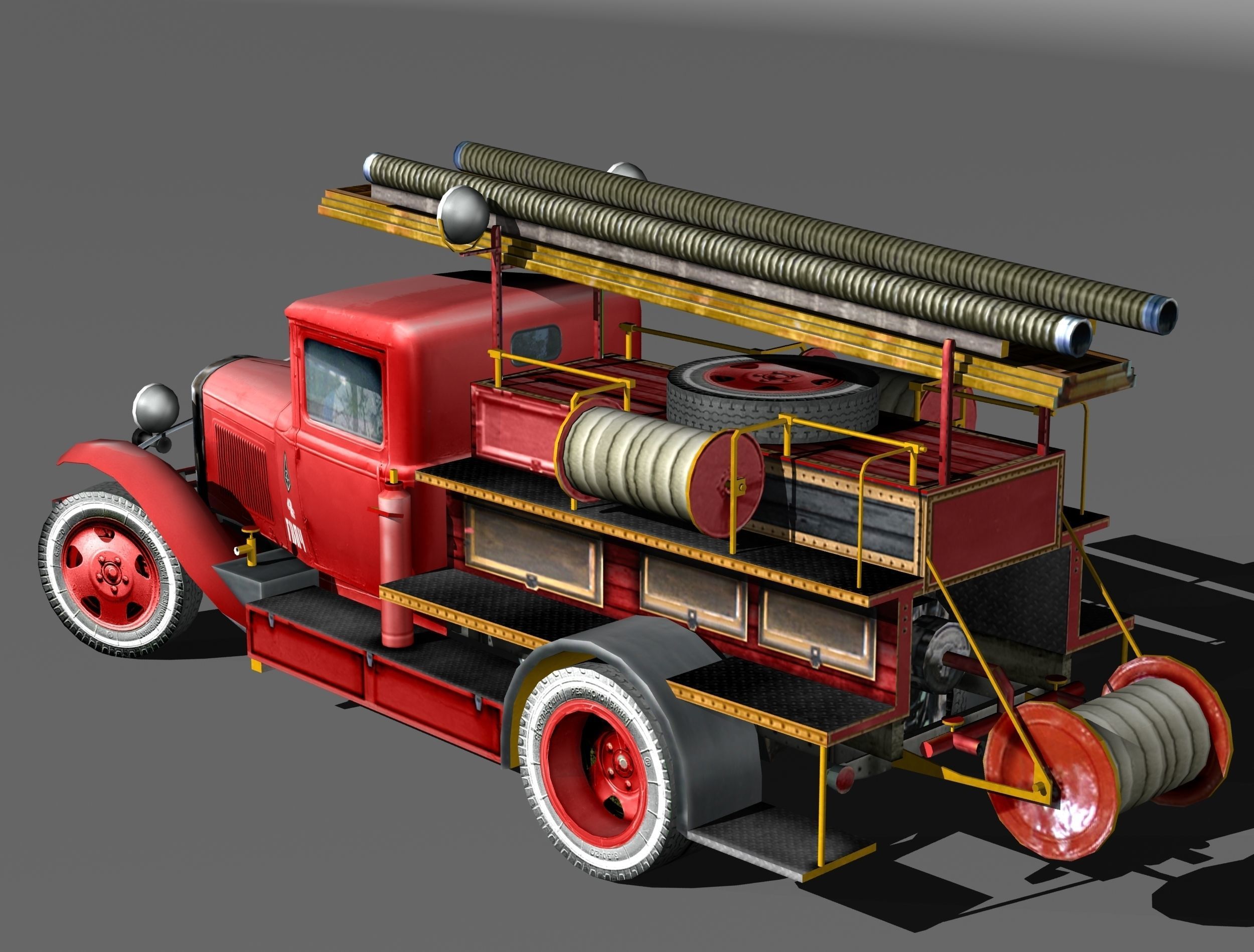 Firetruck PMG-1 Low-poly 3D model_5