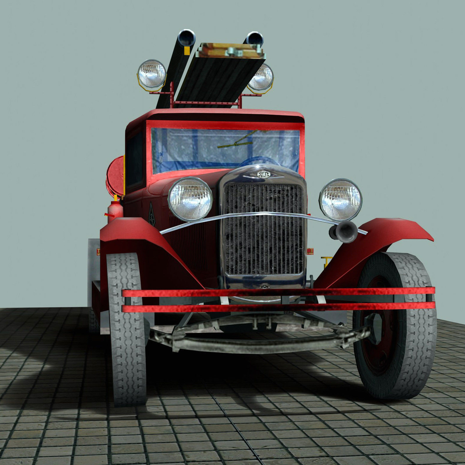 Firetruck PMG-1 Low-poly 3D model_7