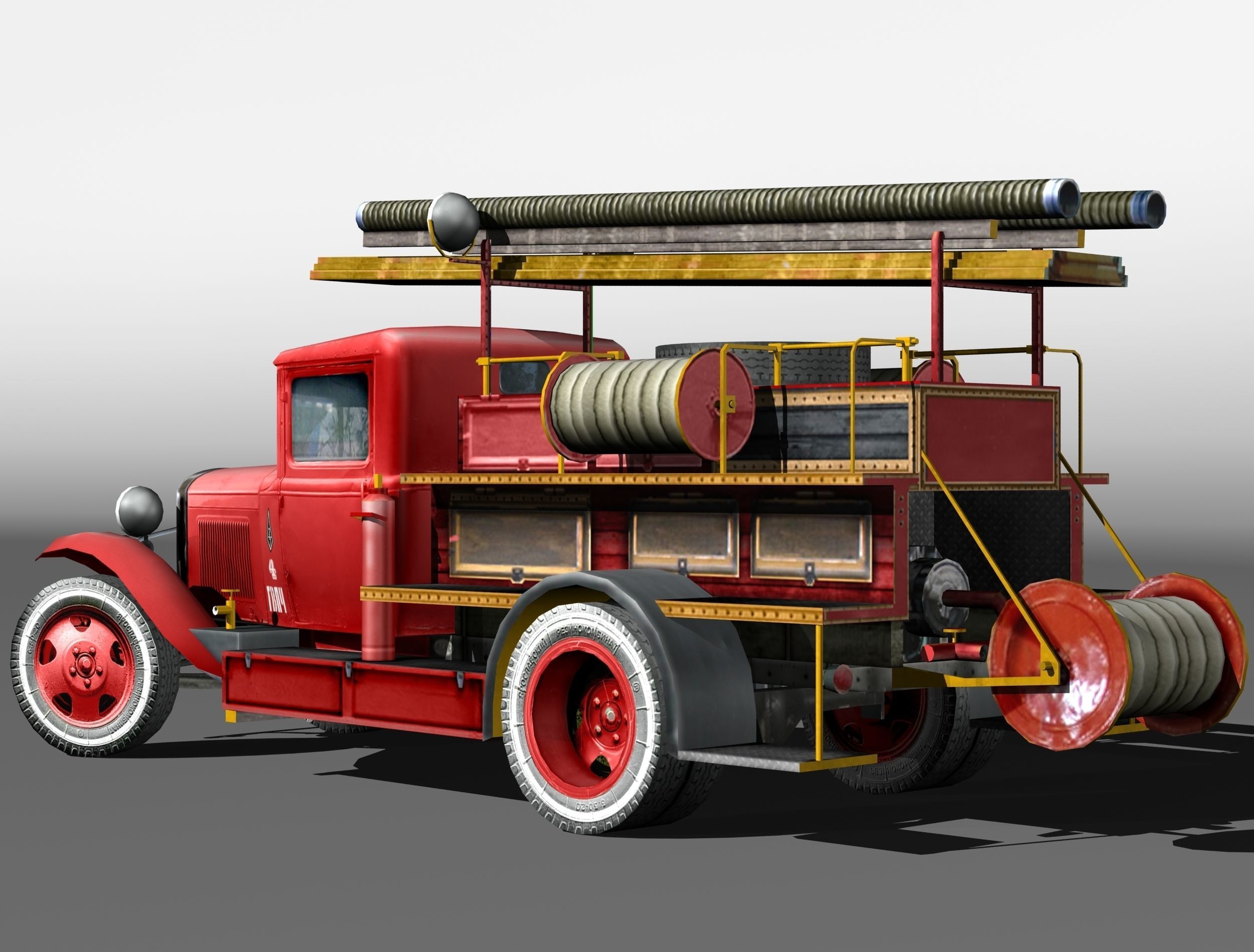 Firetruck PMG-1 Low-poly 3D model_3