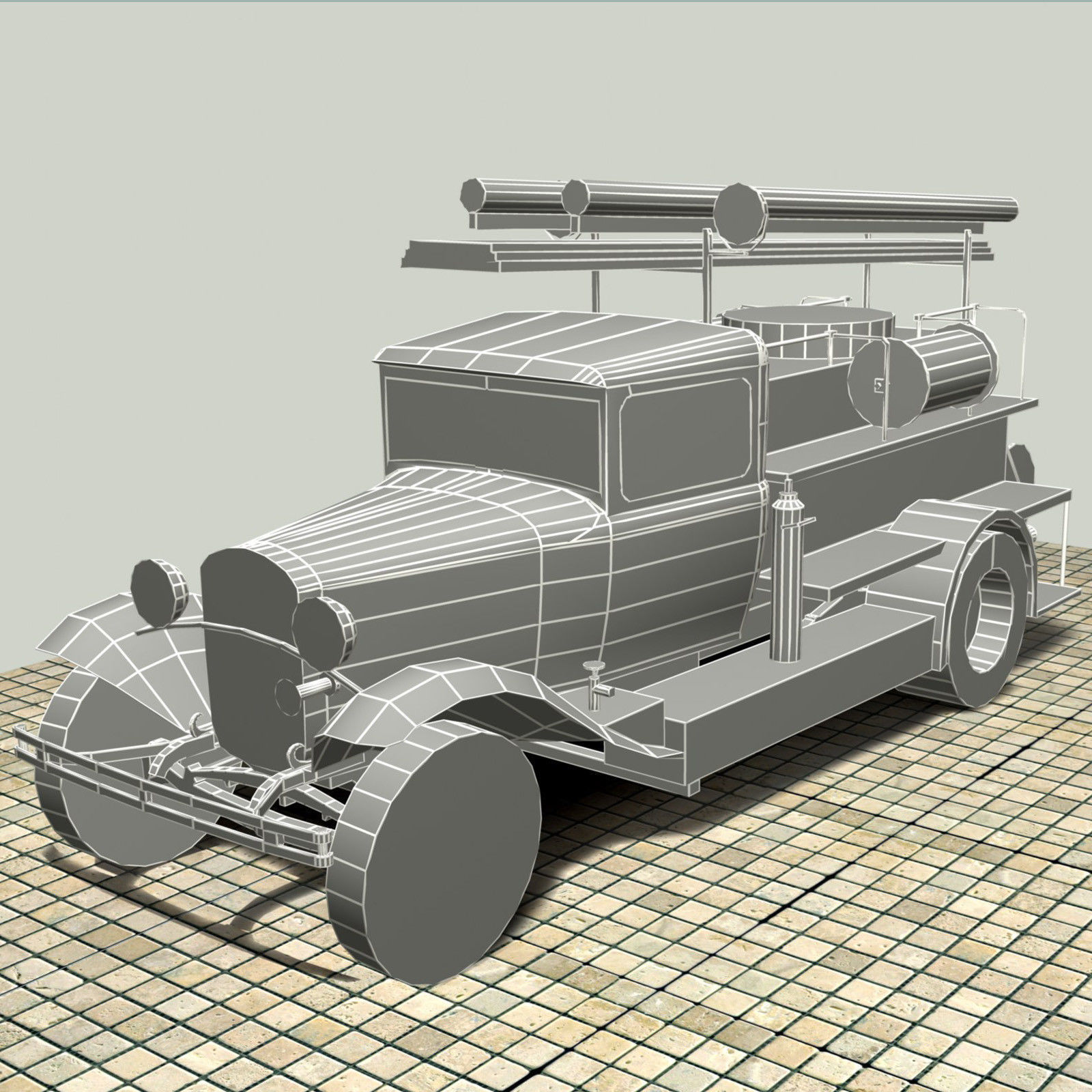 Firetruck PMG-1 Low-poly 3D model_11