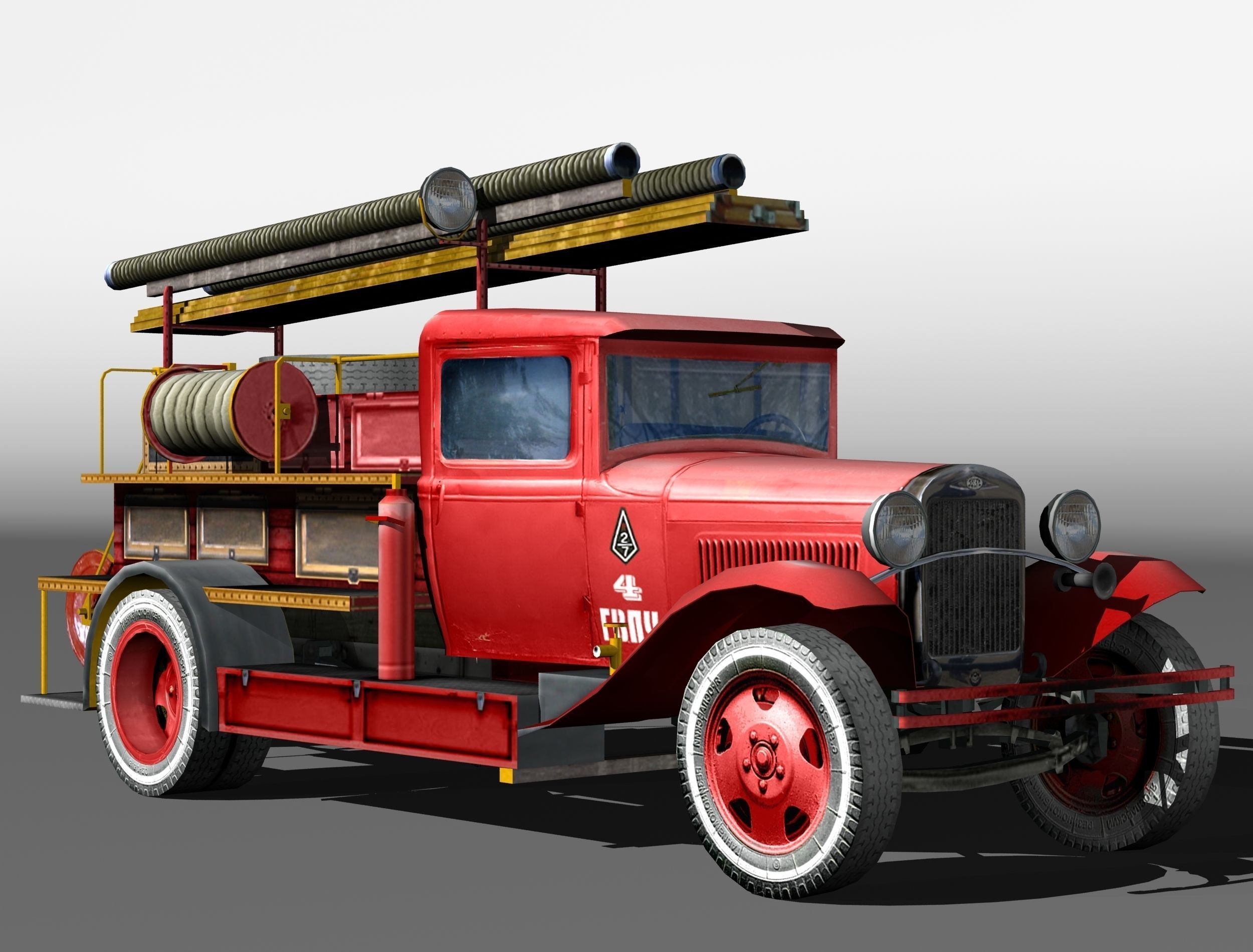 Firetruck PMG-1 Low-poly 3D model_2