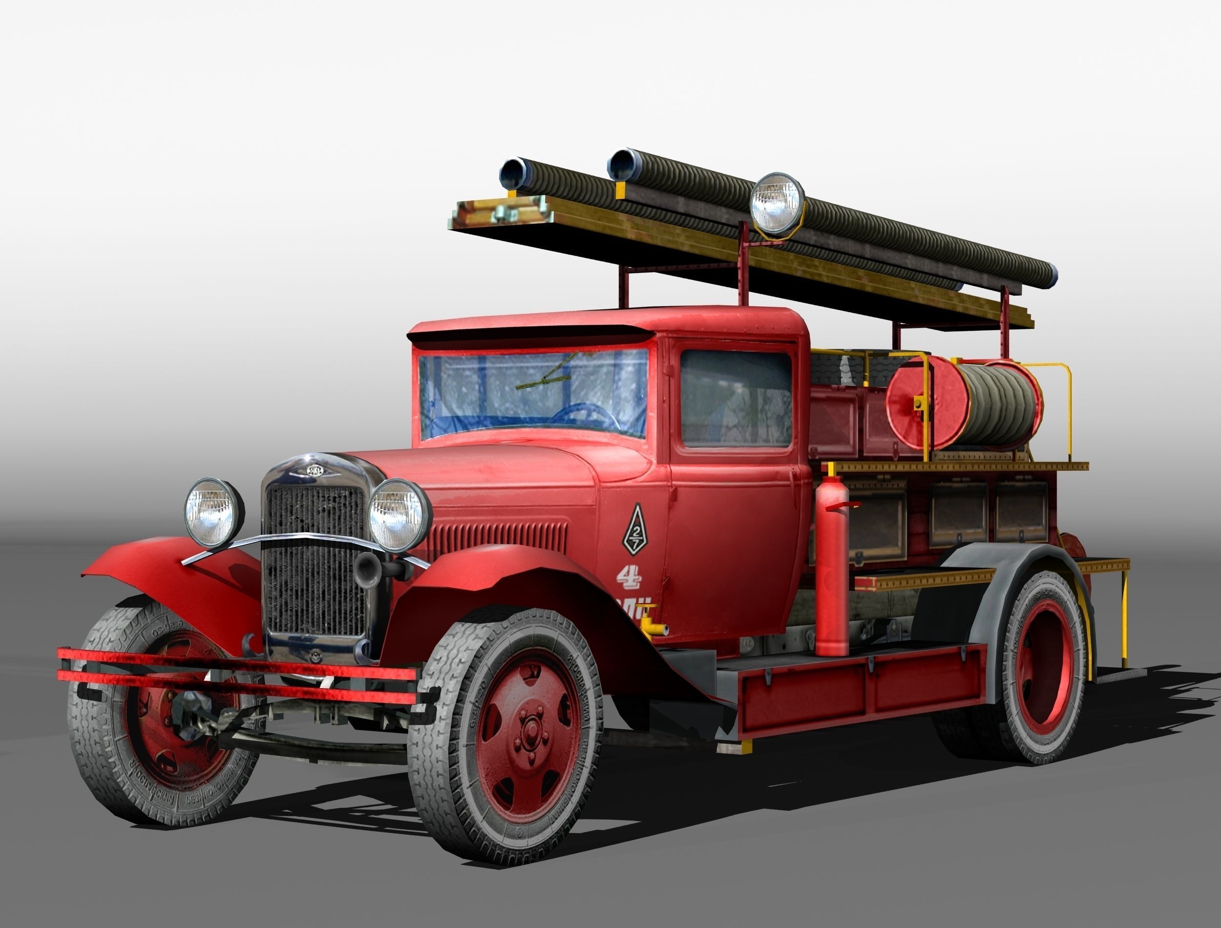 Firetruck PMG-1 Low-poly 3D model_1