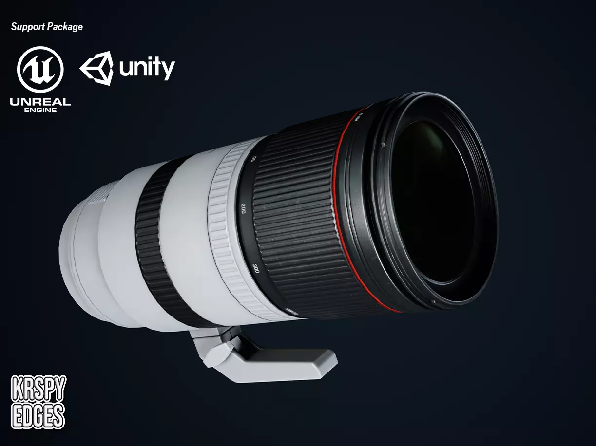 Telephoto Lens Game Ready Asset Low-poly 3D model_0