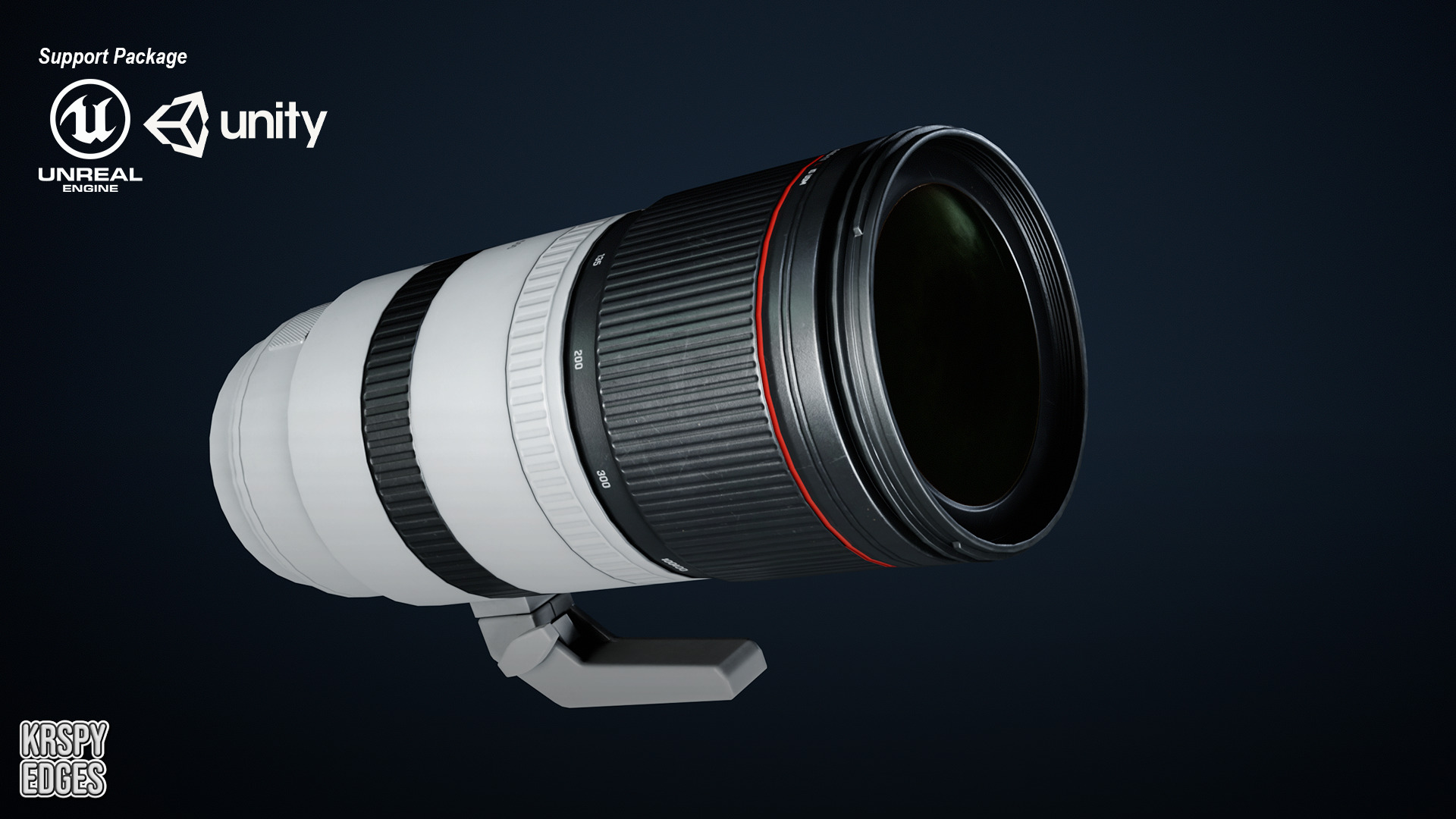 Telephoto Lens Game Ready Asset Low-poly 3D model_1