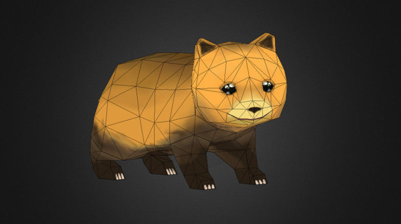 Low Poly Toon Bear Cub and Panda Low-poly 3D model_5