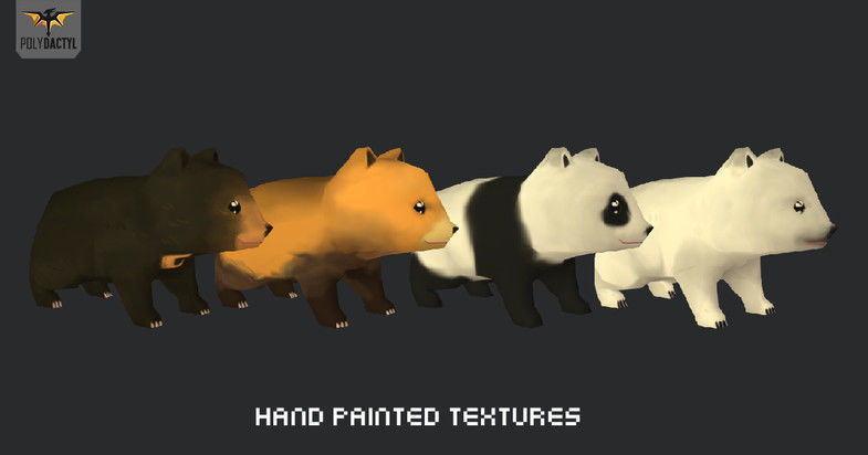 Low Poly Toon Bear Cub and Panda Low-poly 3D model_4