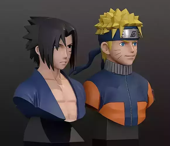NARUTO AND SASUKE BUST 3D print model